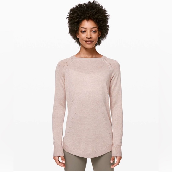 Lululemon Lead With Your Heart Cashmere Blend‎ Open Back Sweater Pink Sz 8 - Picture 1 of 8